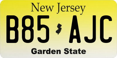 NJ license plate B85AJC