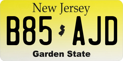 NJ license plate B85AJD