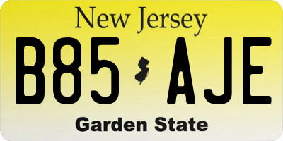 NJ license plate B85AJE