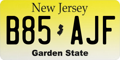 NJ license plate B85AJF
