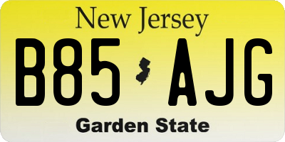 NJ license plate B85AJG