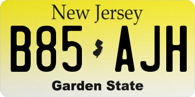 NJ license plate B85AJH