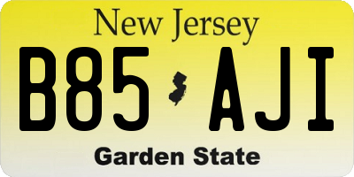 NJ license plate B85AJI