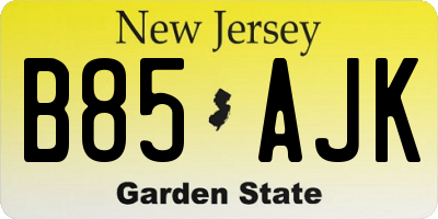 NJ license plate B85AJK