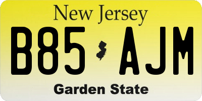 NJ license plate B85AJM
