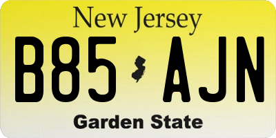 NJ license plate B85AJN