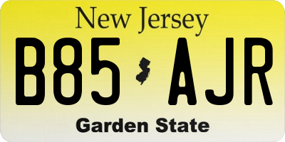 NJ license plate B85AJR
