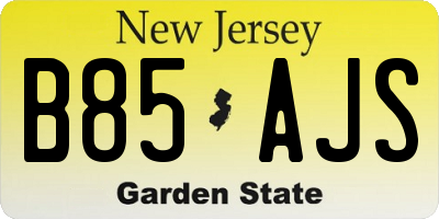 NJ license plate B85AJS