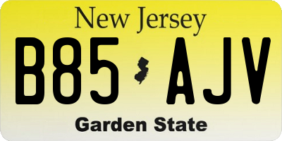 NJ license plate B85AJV