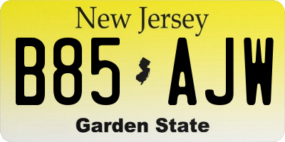 NJ license plate B85AJW