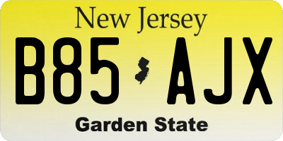 NJ license plate B85AJX