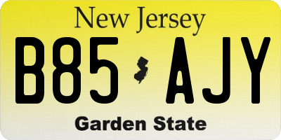NJ license plate B85AJY