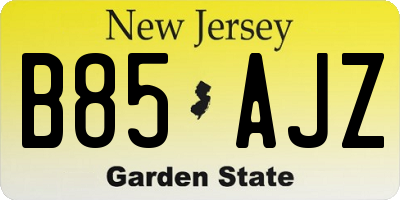 NJ license plate B85AJZ