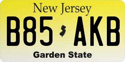 NJ license plate B85AKB