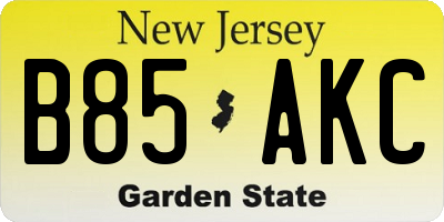 NJ license plate B85AKC