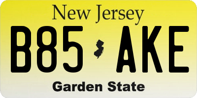 NJ license plate B85AKE