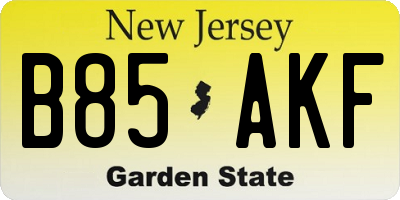 NJ license plate B85AKF