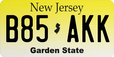 NJ license plate B85AKK