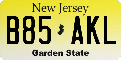 NJ license plate B85AKL