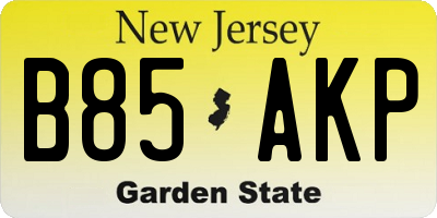 NJ license plate B85AKP