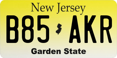 NJ license plate B85AKR