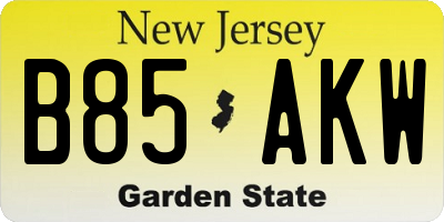 NJ license plate B85AKW