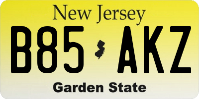 NJ license plate B85AKZ