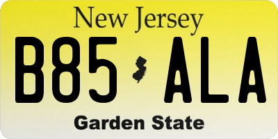 NJ license plate B85ALA