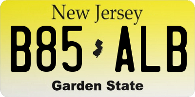 NJ license plate B85ALB