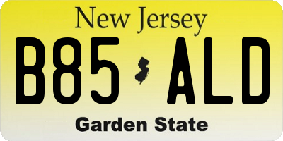 NJ license plate B85ALD