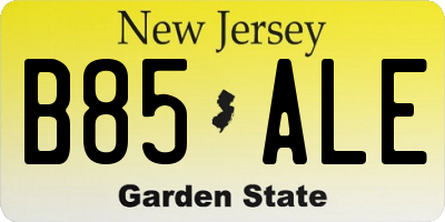 NJ license plate B85ALE