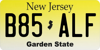 NJ license plate B85ALF