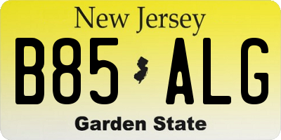 NJ license plate B85ALG