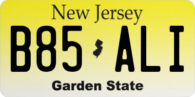 NJ license plate B85ALI