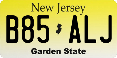 NJ license plate B85ALJ