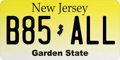 NJ license plate B85ALL