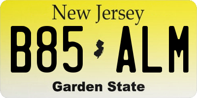 NJ license plate B85ALM