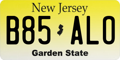 NJ license plate B85ALO