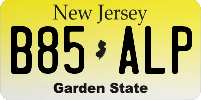 NJ license plate B85ALP