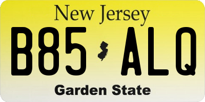 NJ license plate B85ALQ
