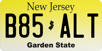 NJ license plate B85ALT