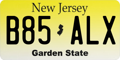 NJ license plate B85ALX