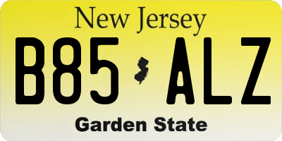 NJ license plate B85ALZ