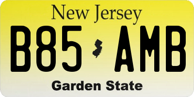 NJ license plate B85AMB