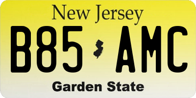 NJ license plate B85AMC