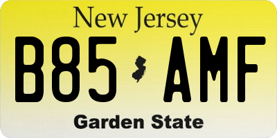 NJ license plate B85AMF