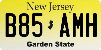 NJ license plate B85AMH