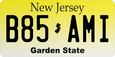 NJ license plate B85AMI