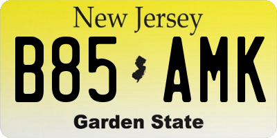 NJ license plate B85AMK