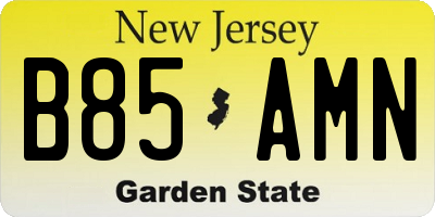 NJ license plate B85AMN